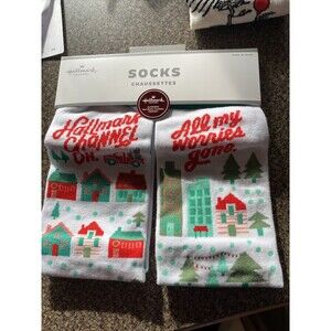 HALLMARK CHANNEL ON ALL MY WORRIES GONE Christmas Socks One Size Crew Gift Cute
